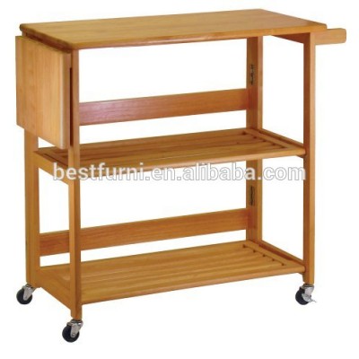 Home Styles Light Wood Kitchen Folding Cart