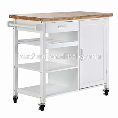 Fashion Removable 4 Tier Wooden Kitchen Trolley Cart With Drawers